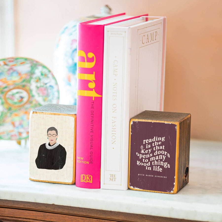 Ruth Bader Ginsburg (RBG) Reading Quote Bookend Set
