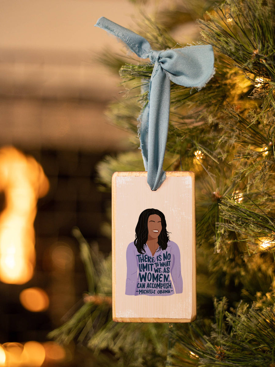 Michelle Obama Wood Holiday Ornament
