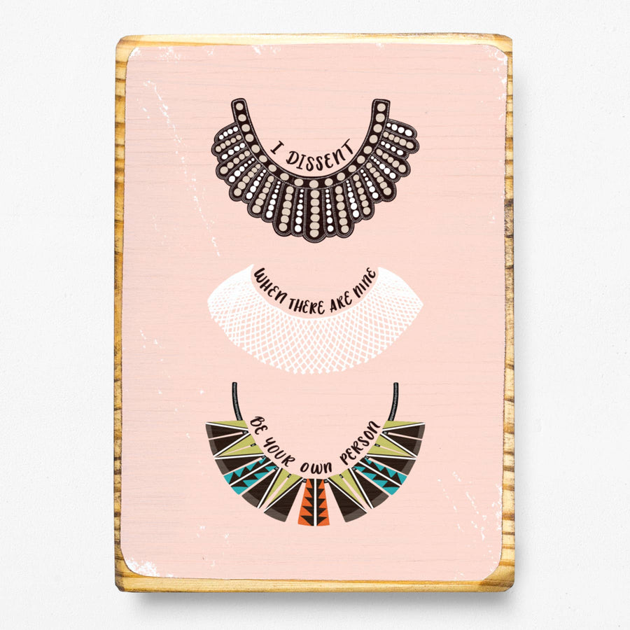 Ruth Bader Ginsburg (RBG) Dissent Collar Wood Art – National