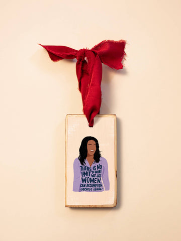 Michelle Obama Wood Holiday Ornament