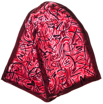 Red Velvet Hand Painted Scarf