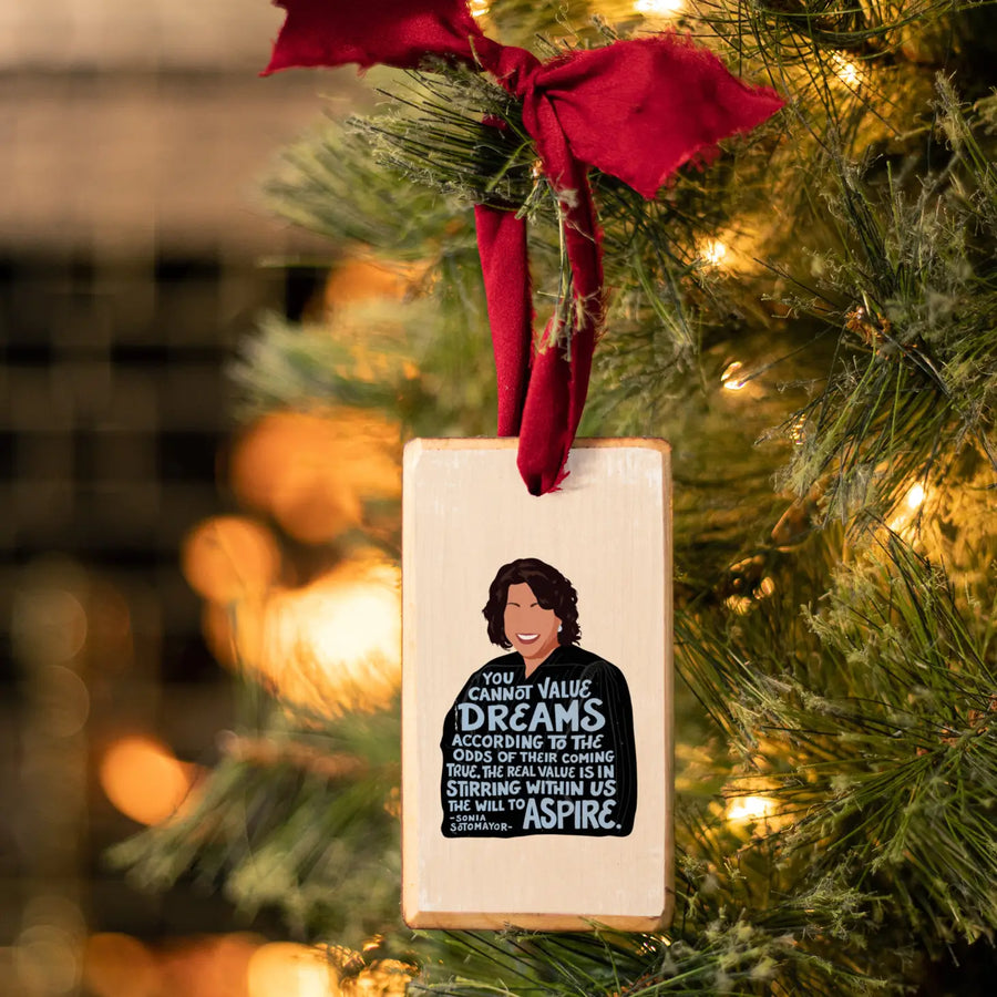 Sonia Sotomayor Wood Holiday Ornament