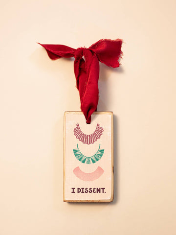 Ruth Bader Ginsburg Dissent Collar Wood Holiday Ornament